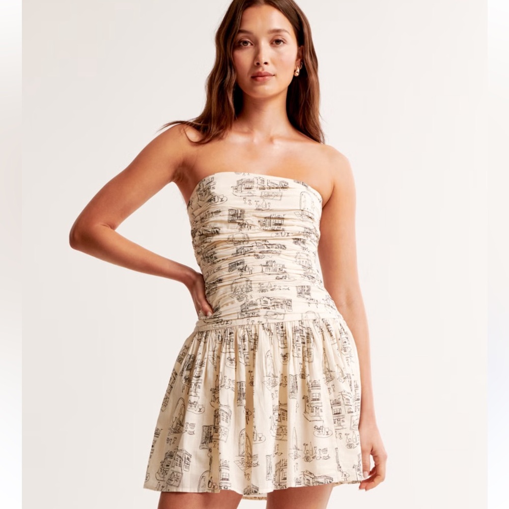 Abercrombie & Fitch Cream Strapless Dress